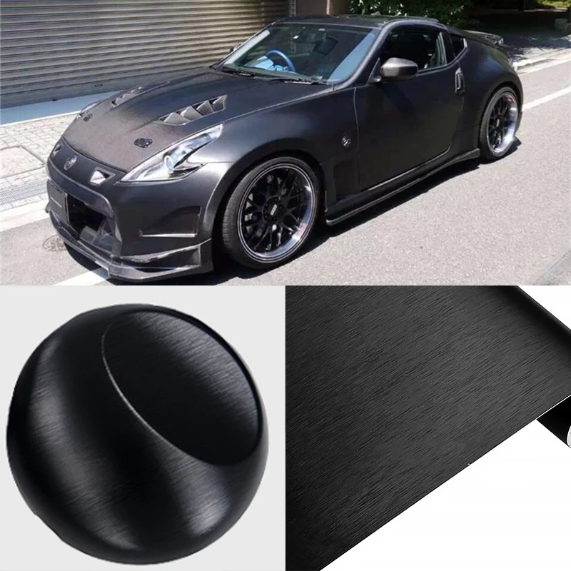 50cm x150cm Black Brushed Aluminum Wrap Vinyl Covering Film Sticker Decal Roll Sheet with Air Bubble Free 20