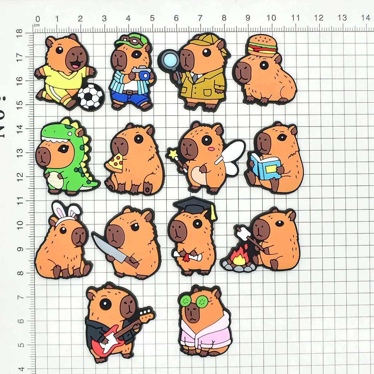 14-100pcs New Animals Capybara Shoe Charms PVC Accessories Clogs Sandal Slides Garden Shoes Decoration Buckle Kids Party Gift image 4