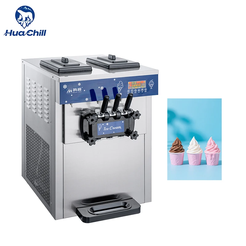 

High Quality 3 Flavor Commercial Electric Soft Ice Cream Machine Stainless Steel Automatic Function Energy Efficiency