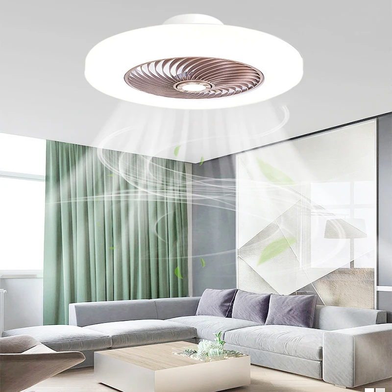 Modern Ceiling Fan With Light Remote Control APP Bedroom Decor Ventilator Lamp 46/52/58cm Air Invisible Blade Retractable Silent