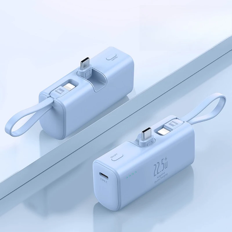 5000mAh Built-in Cable Super Fast Charging Mini Ultra-thin Compact and Portable Mobile Power Supply