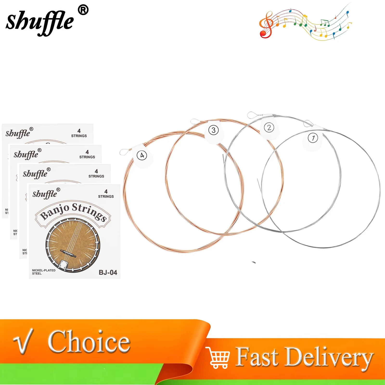 BJ04 Shuffle Banjo Strings Set Bronze Anti-Rust Coated Steel String Banjo Replacement Accessories for Classical Banjo Parts