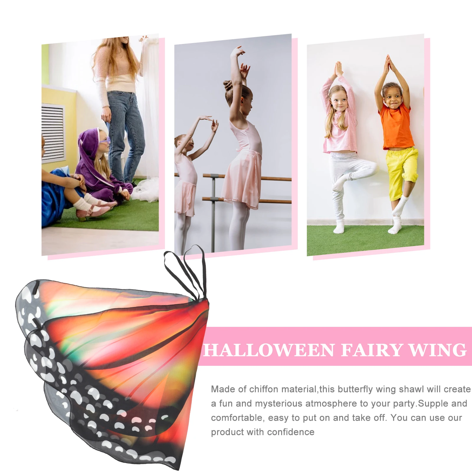 

Cape Butterfly Wing Shawl for Kids Girls Scarf Wings Clothing Halloween Toddler