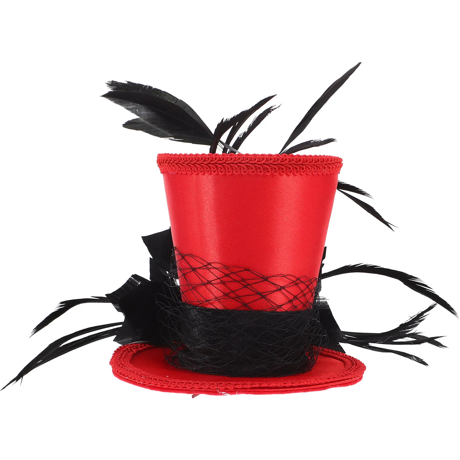 

Red Fascinator Hat for Women Lightweight Elegant Tea Party Wedding Banquet Bridal Headdress Prom Headpiece