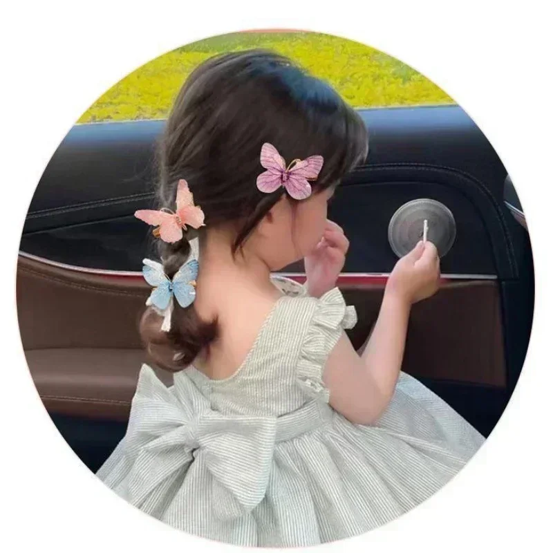 Horquillas de mariposa coloridas para niña, pasadores para el cabello para mujer, adorno para el cabello dulce, tocado de arcoíris, accesorios para el cabello de moda, 2/6 Uds.