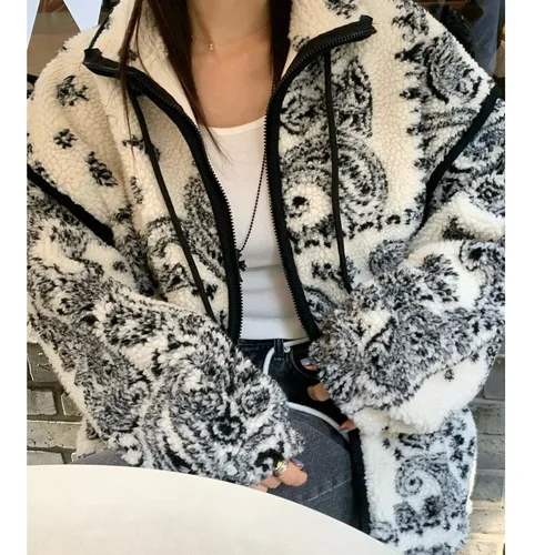 따뜻한 외투 루즈핏 긴소매 따뜻한 양털 여성용 안감 느긋한 스타일 외투 코트 자켓 외투 코트 자켓 외투 