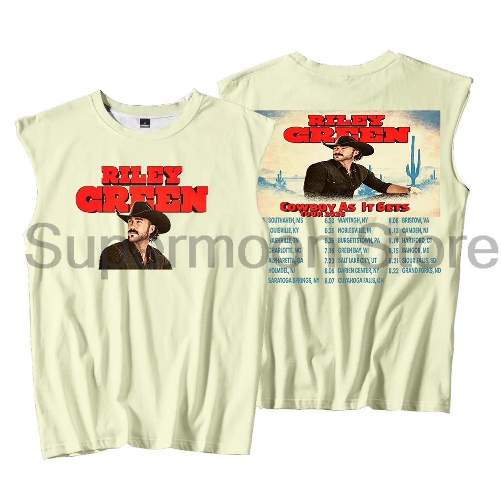Riley Green Cowboy As It Gets Tour 2026 Tank Tops Unisex Sleeveless Vest Women Men Outdoor Streetwear Tops