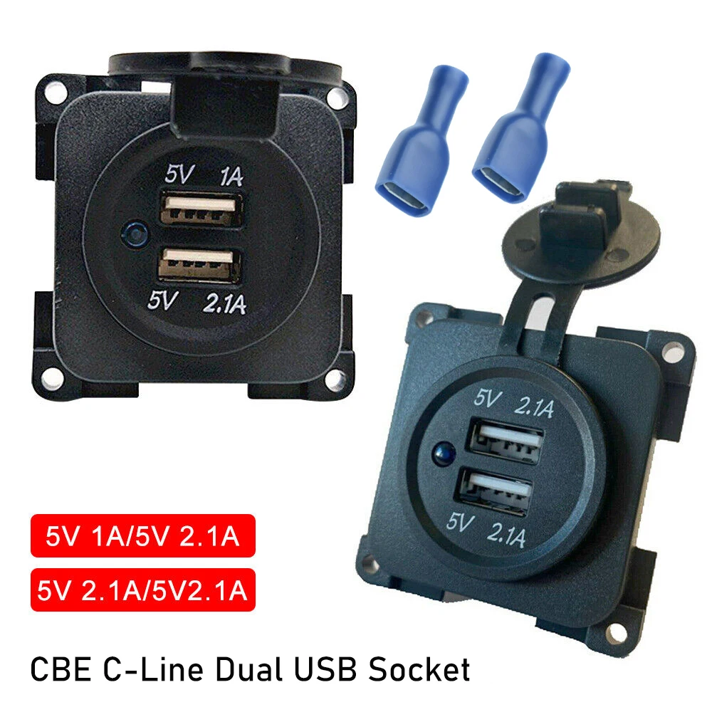 12V CBE C-Line Dual Double USB Socket Module Charger Campervan Caravan Motorhome