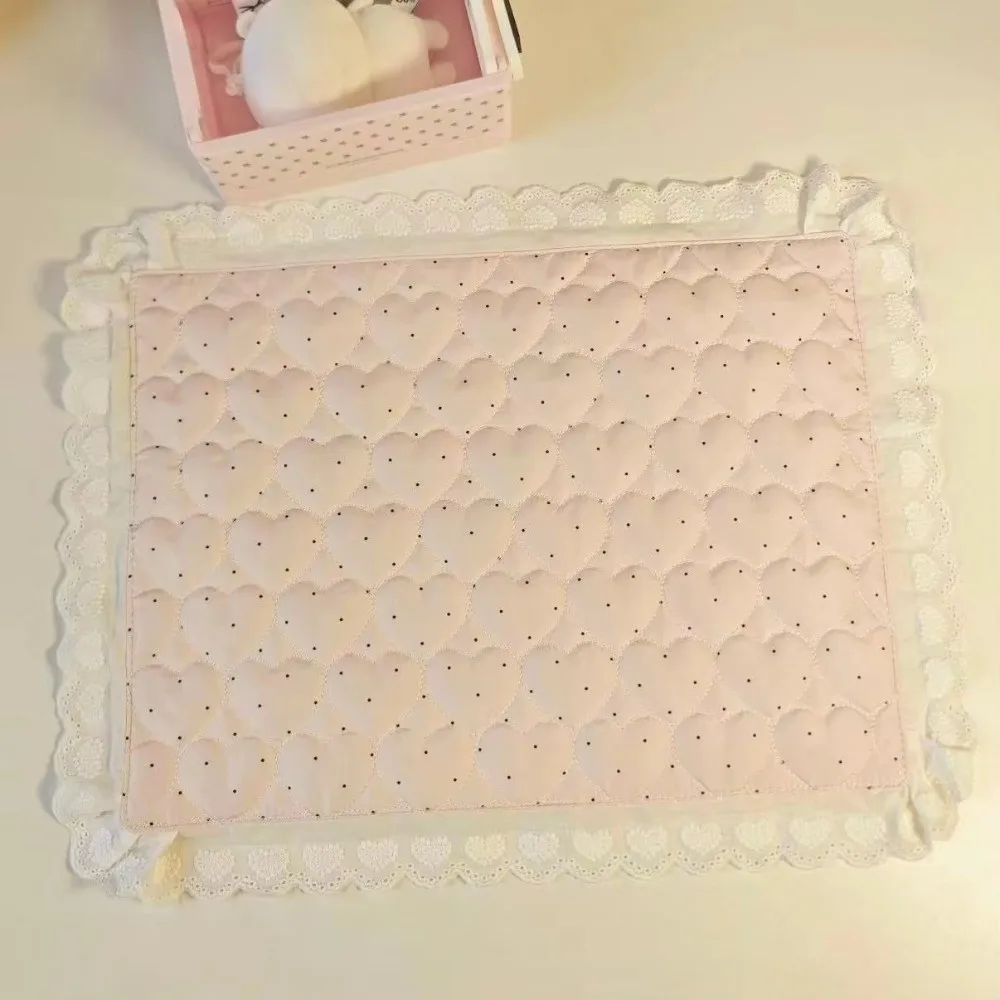 Sweet Love Lace Design Decorative Placemat Polka Dot Pattern Plaid Pattern Photo Shoot Mat Korean Style Coaster Set Photo Shoot