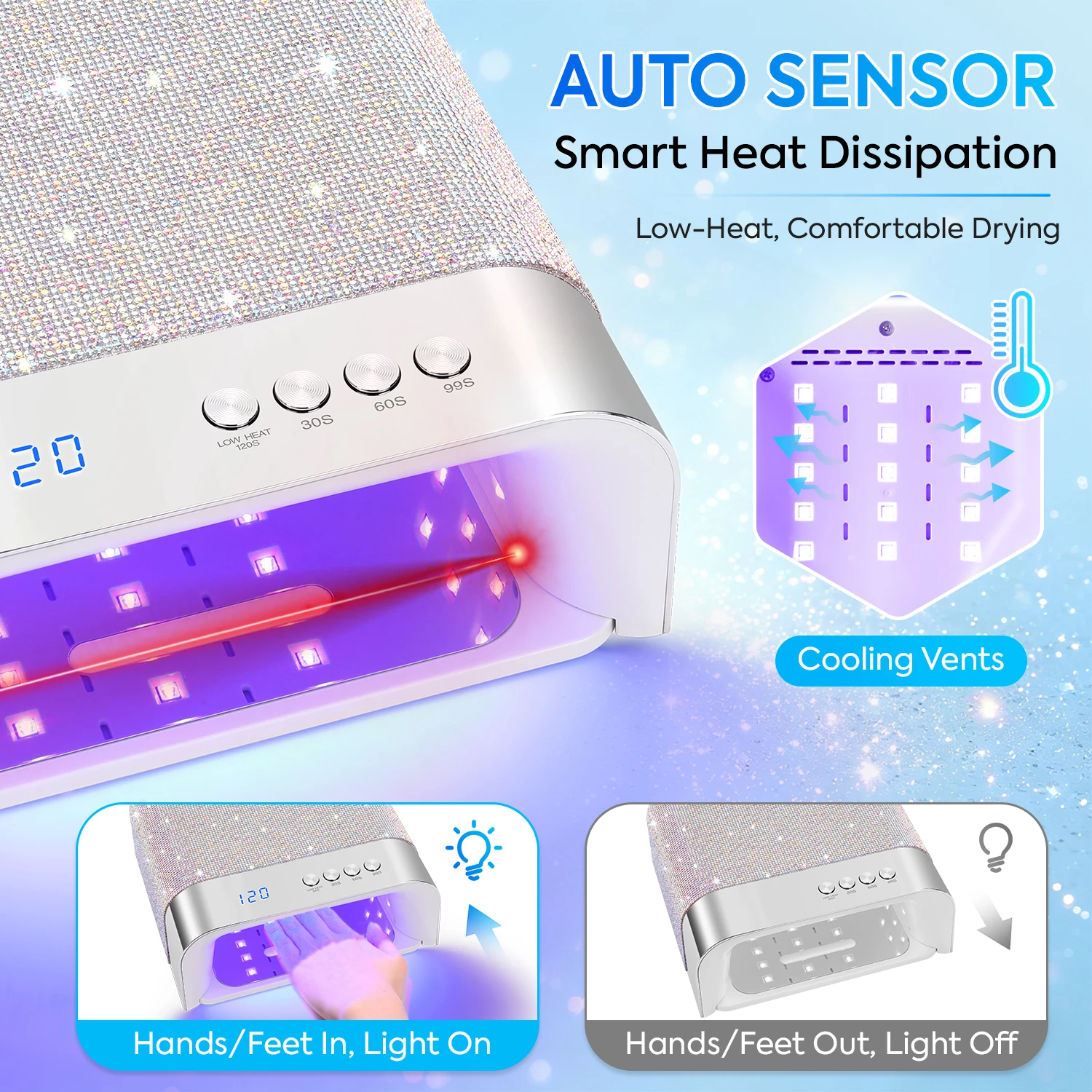 DianaBeauty UV Nail Lamp Portable Nail Dryer with 4 Timer Settings Professional Manicure Lamp with Smart Sensor UV Light Dryer - view 5