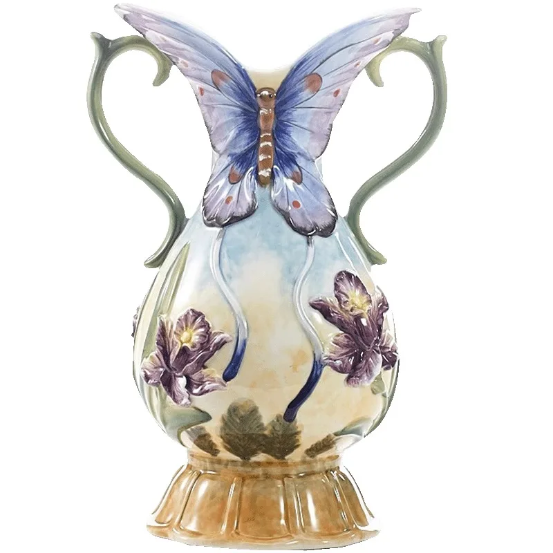 

Butterfly water tank, purple flower insert, ceramic hydroponic vase, water storage flower device, wedding housewarming ceremony,
