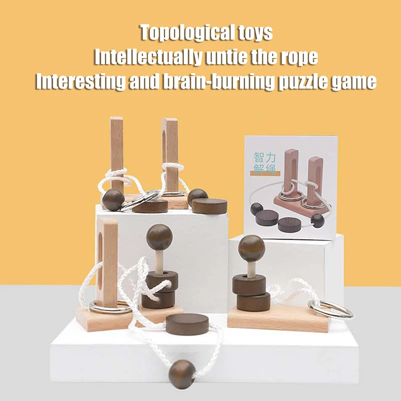 Juegos de desenrollado para niños y adultos Montessori impecables, juguete desbloqueado de genio, Kong Ming Lock, estimulación cerebral, rompecabezas Iq, juguetes de madera