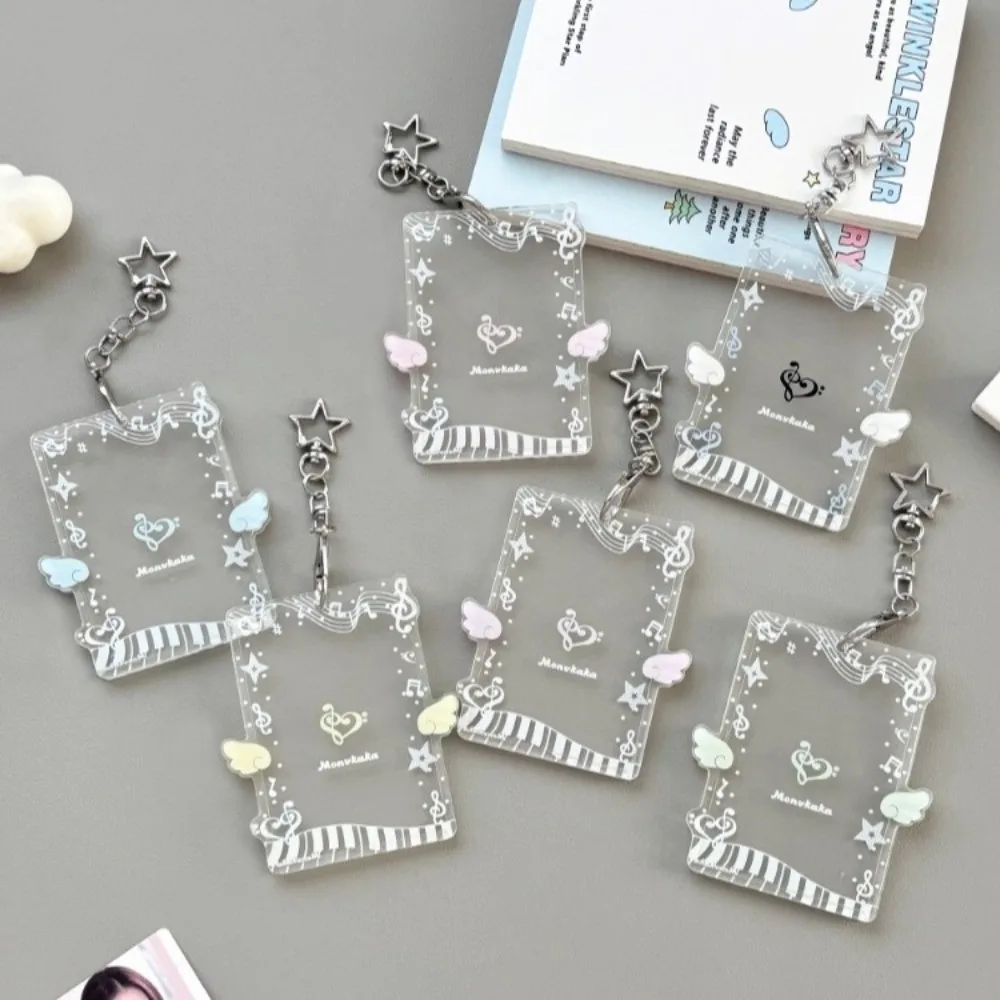 Kawaii Acrylic Photocard Holder Transparent Pendant Photo Card Protector Music Portable ID Badge Holder For Credit Card