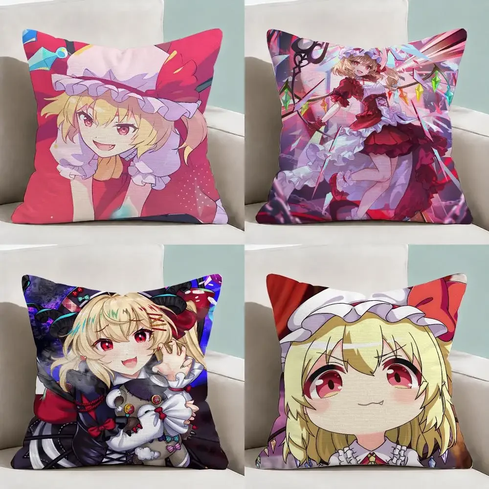 Gaming Touhou Flandre Scarlet Cushion Cover Throw Pillow Soft Short Plush Cozy Durable Colorfast Sofa Bedroom Home Decor Gift