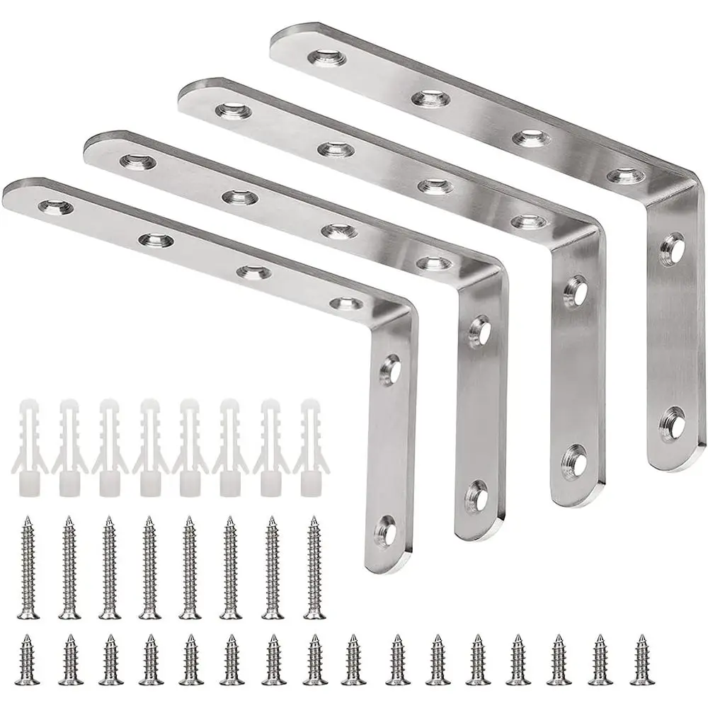 5 x 3 Heavy-Duty Stainless Steel Shelf Support Brace, 35lb Load Capacity, Pack of 4