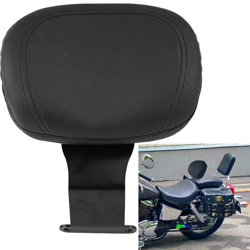 Motorcycle Driver Seat Backrest Cushion Pad Black Synthetic Leather Rider Back Support for Honda Shadow VT400 VT750 1997-2003