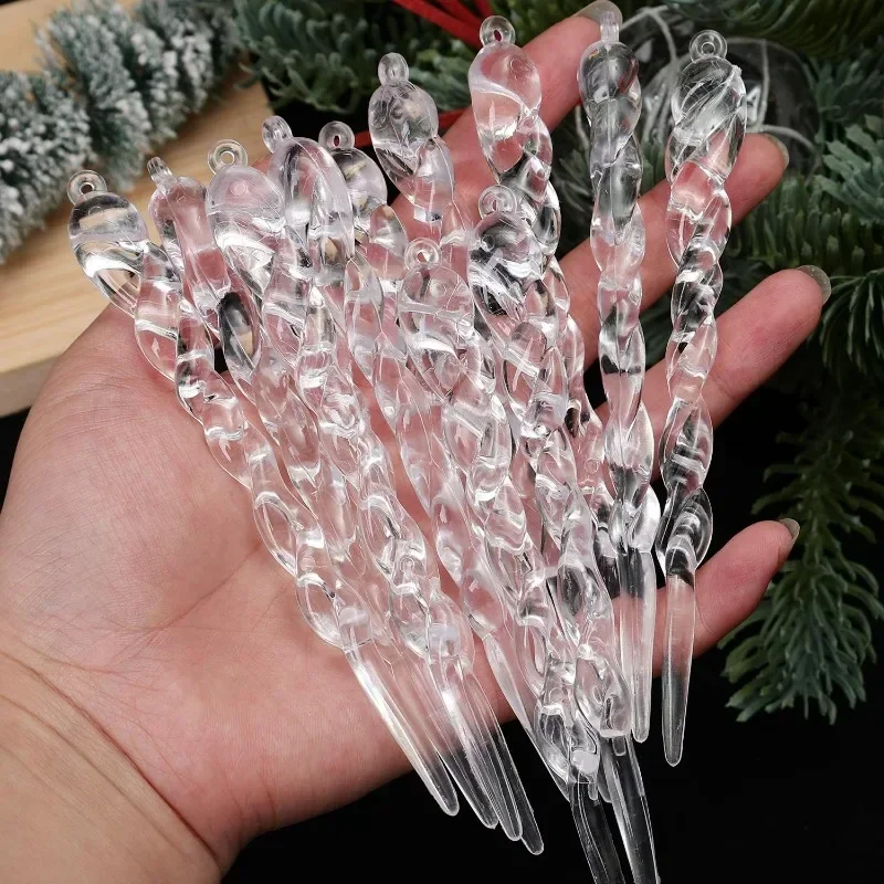 Transparente Acryl-Eiszapfen-Ornamente für Weihnachtsdekoration Kristall-Hängeanhänger Eiszapfen-Tropfen Weihnachtsbaum Hochzeits-Party-Zubehör – Detail 2