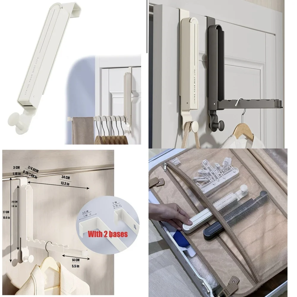 

Hook behind the doorSpace Saving Portable Full Metal Door Hook Hanger White Compact Wall Mounted Clothing Rack for Closet