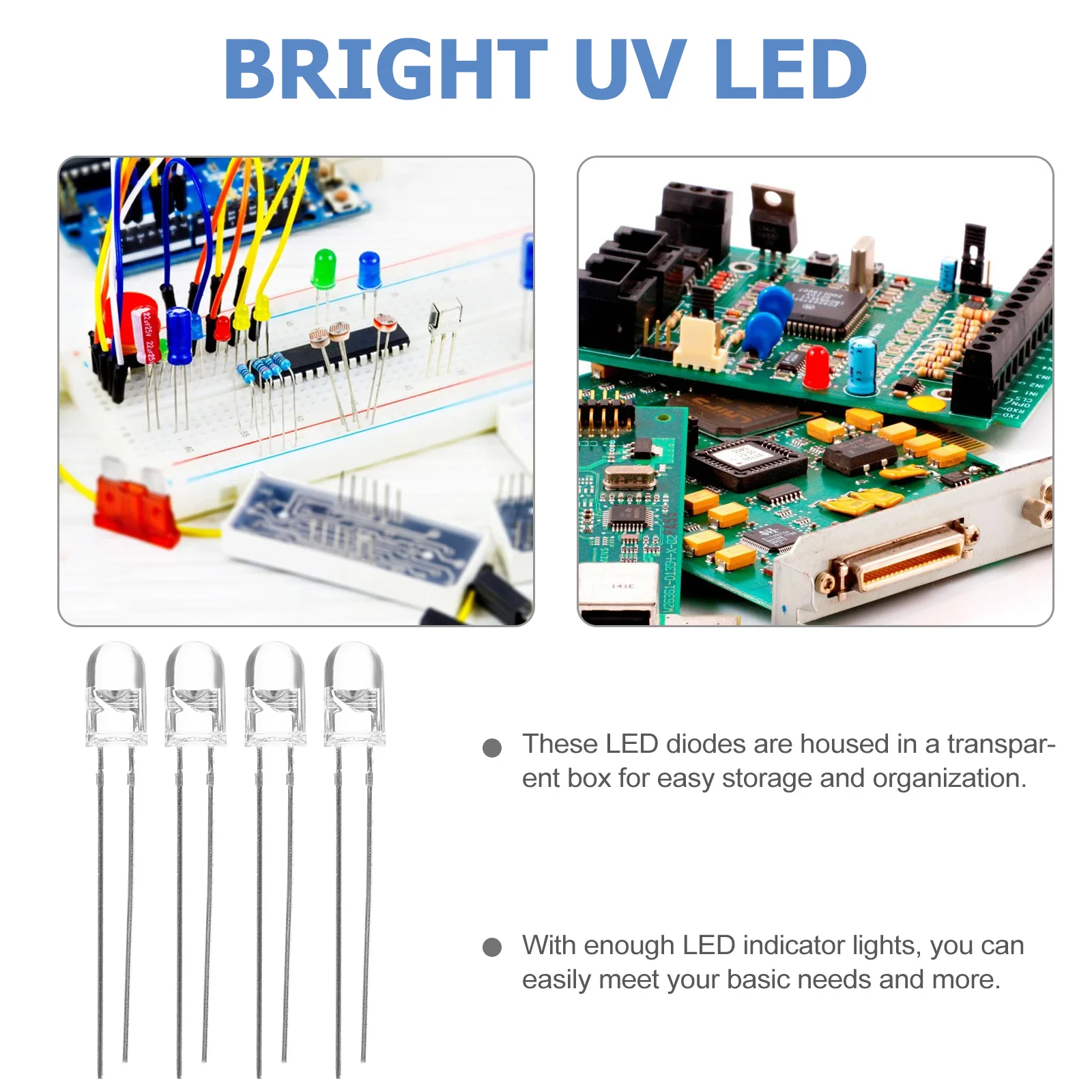 

10Pcs 10Mm Diameter 400-405Nm Uv LED Set Brightness 80-120Mcd Clear Lens Ultraviolet Diode for Color Display Device