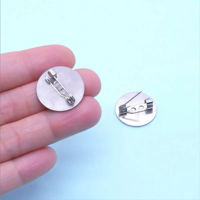 10Pcs Stainless Steel Brooch Base Pin,Brooch Base Cabochon Settings 20/25/30/35/40 mm Trays Badge Safety Pins DIY Jewelry Making