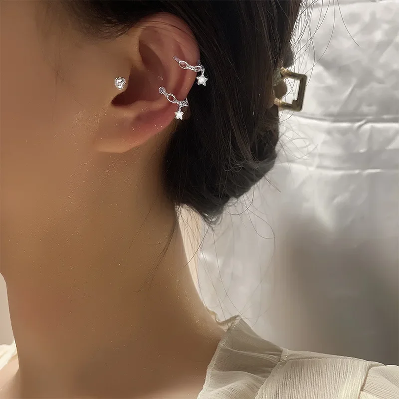 1pcs Zircon Geometric Earrings Female Double Twist Without Pierced War Clip Ear Cuff Clip Earring Ear Ring Without Hole Hot Sale