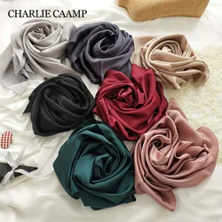 70cm Solid Colors Women Square Scarf Neckerchief Hijab Scarf Silk Satin Headband Hair Scarves Female Shawls Ladies Soft Hairband