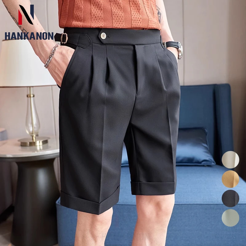 

Naples Men's Half Pants, British Style Shorts for Young Men, Business Casual Work Pants for Gentlemen.2024 Men's Shorts