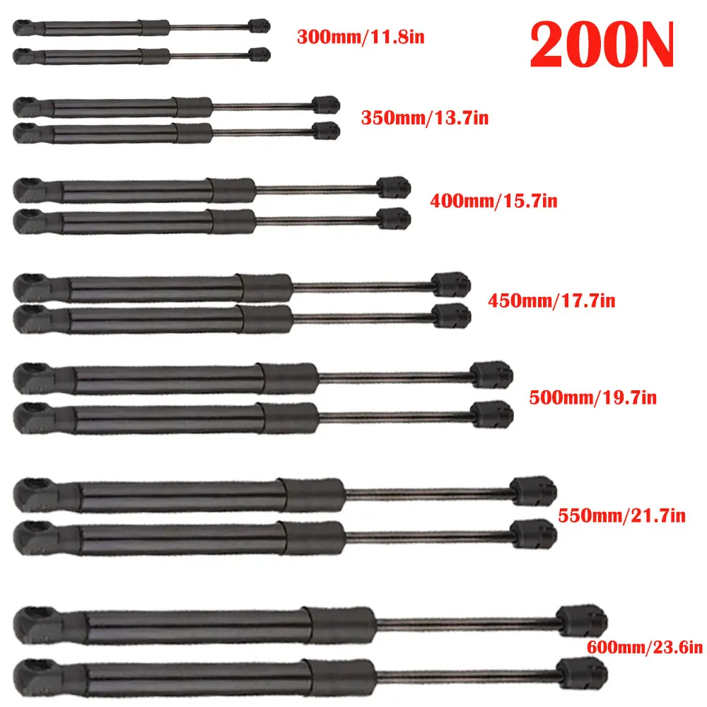 200N Gas Spring Universal Shock Absorber Hydraulic Lift Support Strut Bar For RV Bed Car Machine Furniture 300MM-600M 2 pieces