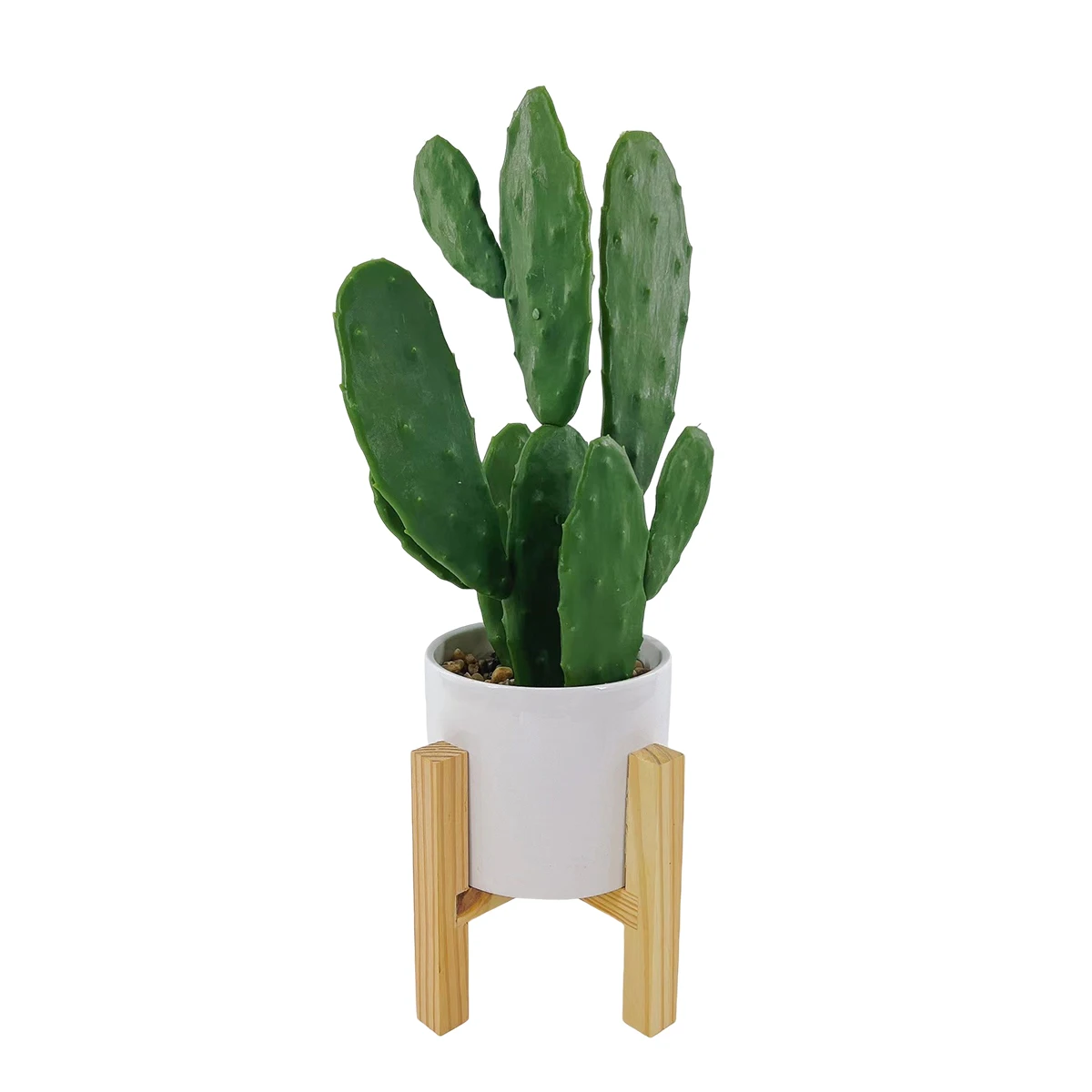 50cm Fake Plants Artificial Cactus With Flowerpot And Wooden Shelf Home Decor Indoor Garden Office Plants Plastic Cactus Potted