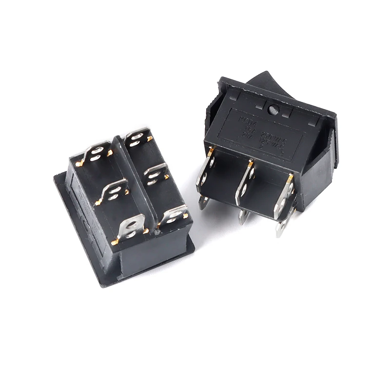 5pcs/1pc Momentary Rocker Switch 6Pins Double Sides Spring Return to Middle DPDT 3Position AC 250V 16A 125V 20A