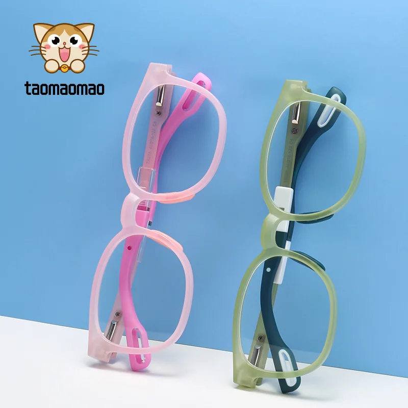 

New Kids Blue Light Glasses Customized Rectangle Silicone Optic Myopia Hyperopia Eyeglass Frames Child Glasses 0 Diopter Eyewear