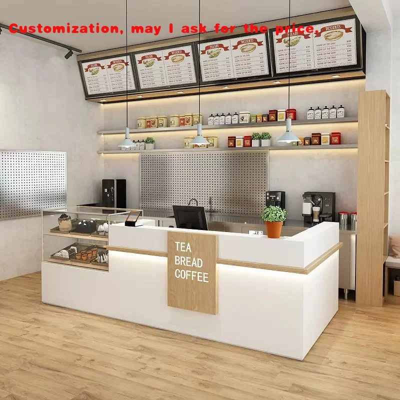 

custom.Minimally Modern Milk Tea Shop, bar Counter, Cashier, Restaurant, Baked Cake, Dessert, Coffee Shop, Corner Counter Custom