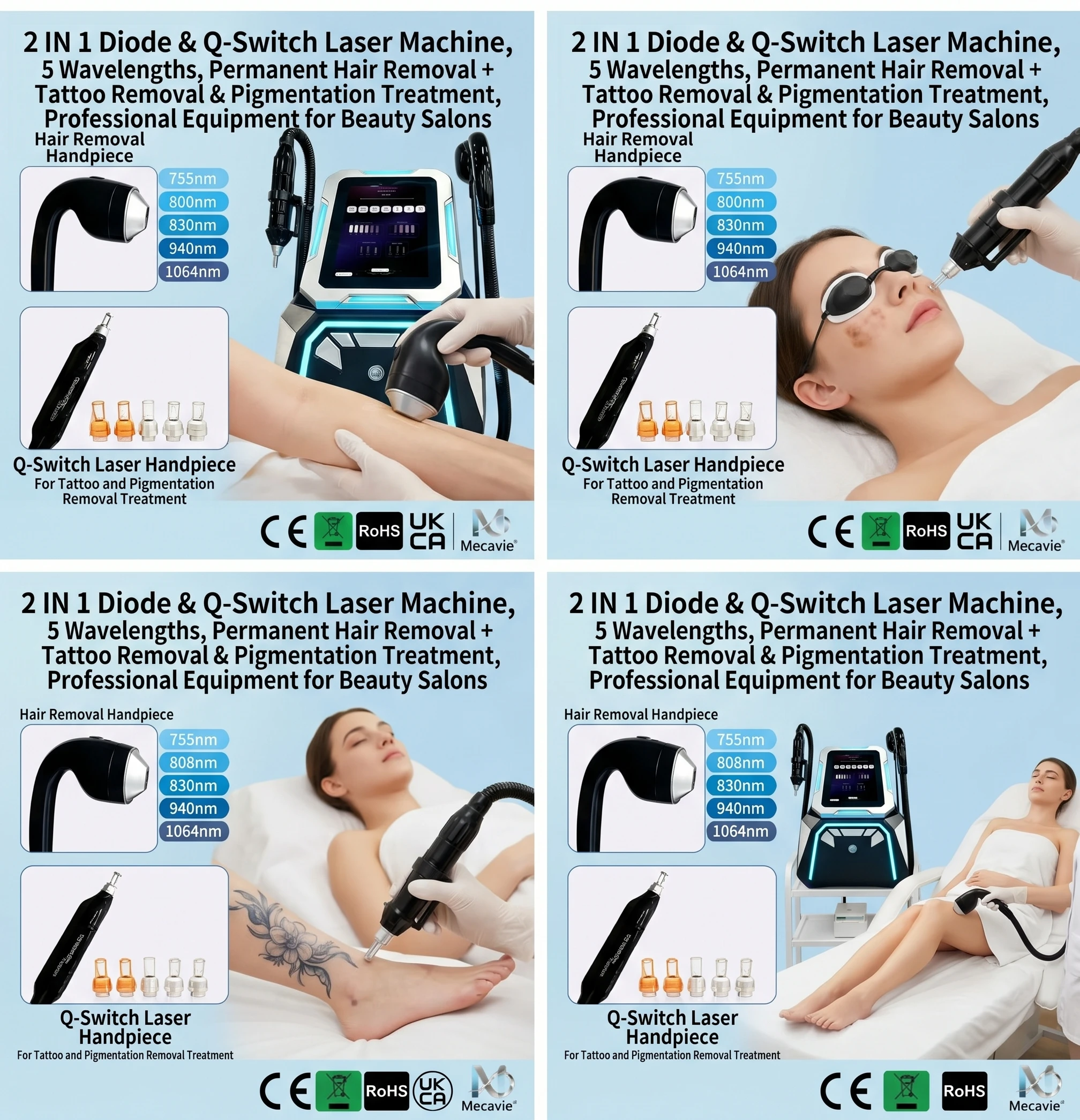 5-Wavelength Salon-Grade Device—A Hair Removal System Featuring Genuine sapphire Cooling Technology, Suitable for Body Skin Care