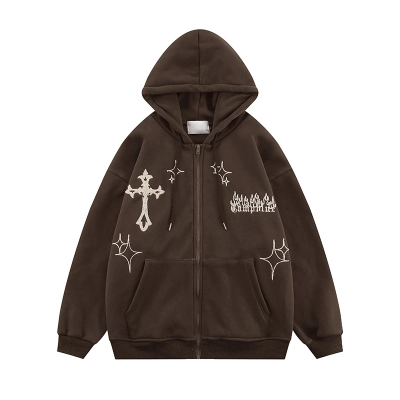 Y2K Aesthetic Vintage Slim Sweatshirts Embroidery Graphic Pattern