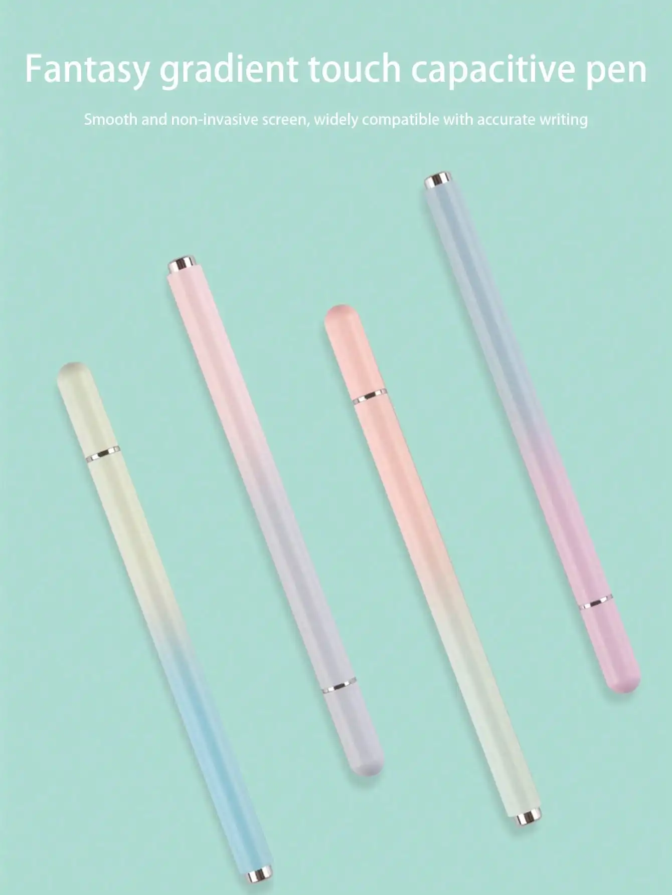 Macaron Gradient Color Capacitive Pen with Round Metal Magnetic Cap, Suitable for Touchscreens on Phones and Tablets