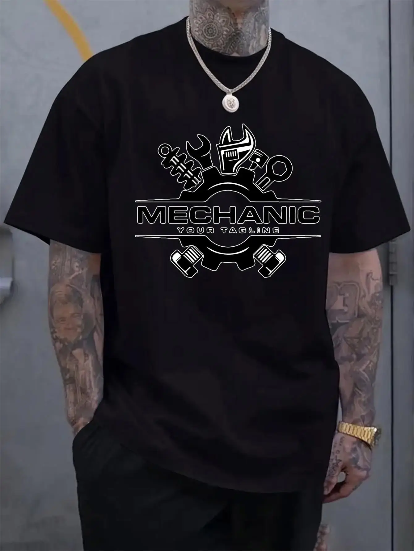 Mechanic Tool Wrench & Socket Design T-Shirt 100% Cotton O-Neck Short Sleeve Summer Casual Mens T-shirt Streetwear