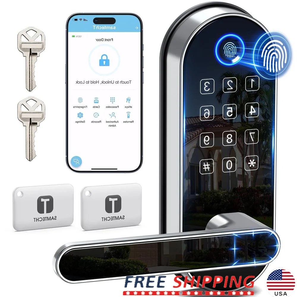 Keyless Entry Fingerprint Smart Lock Code Pass Biometric Handle Digital Door Knob Unlock Securityalarms Manage All Doors Easy