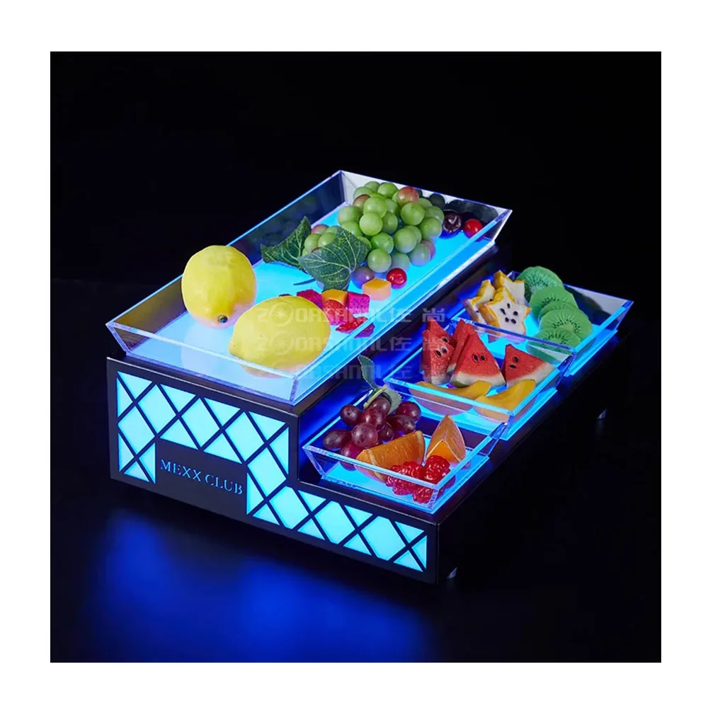 

LED Luminescent Fruit Plate Bar Ktv Creative Led Snack Cake Stand Service Tray for Food Nightclub Glowing Dried Fruit Plate