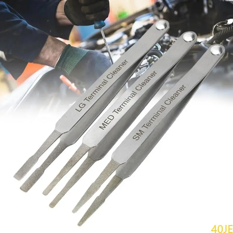 

40JE 3pcs Automotive Terminal Cleaning Tool Accessory for Electric Spades Connectors