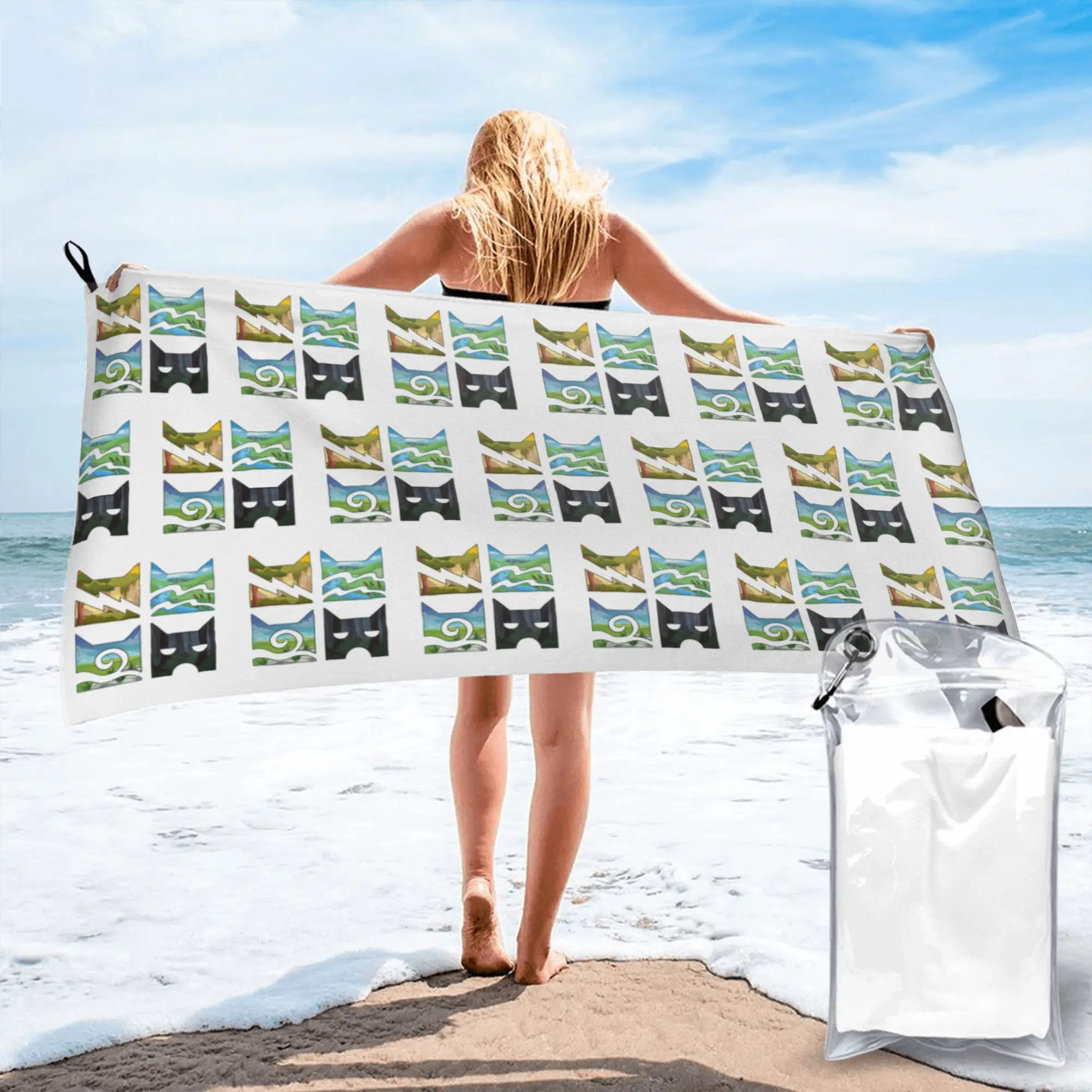Classic Four Warriors Warrior Cats Logo Beach Towel Soft Microfiber Quick Dry Absorbent Quick Towels For Swimming