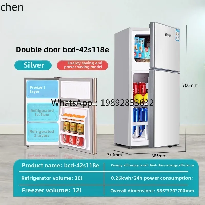 ZZ koelkast kleine huishoudelijke energiebesparende slaapzaal met dubbele deur mini eersteklas energie-efficiëntie