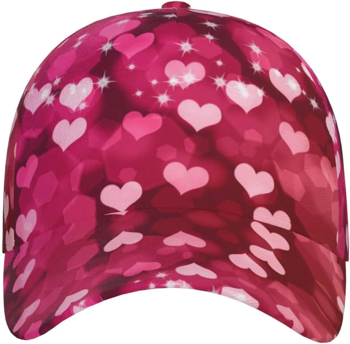 Cute Valentine's Day Baseball Cap, Unisex Heart Print Men Women Hat Adjustable for Valentines Day Gifts