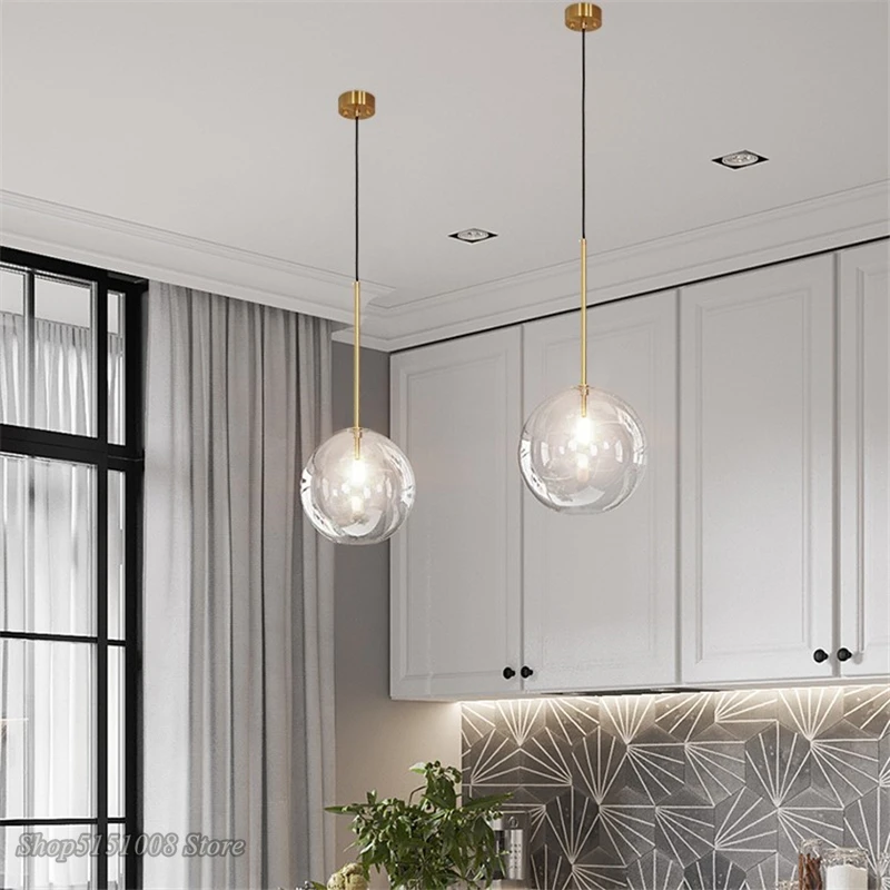 Imagem -03 - Nordic Clear Glass Pendant Lights Globo Bola de Vidro Cromada Lâmpada Suspensa para Sala de Jantar Decoração de Casa Luminária Cozinha