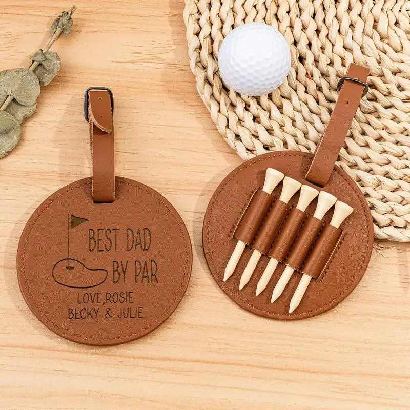 Tee Holder For Golf Bag PU Leather Golf Tee Pouch Golf Accessories Secure Golf Tee Holder Convenient Golf Pouch Clip For Dad