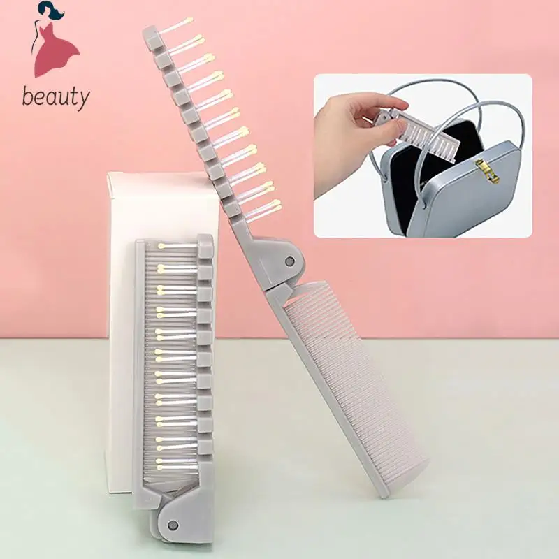 Folding Comb Detangling Hair Brush Portable Double Headed Anti-Static Plastic Comb Travel Hotel Hairdressing Tool Massage Gift