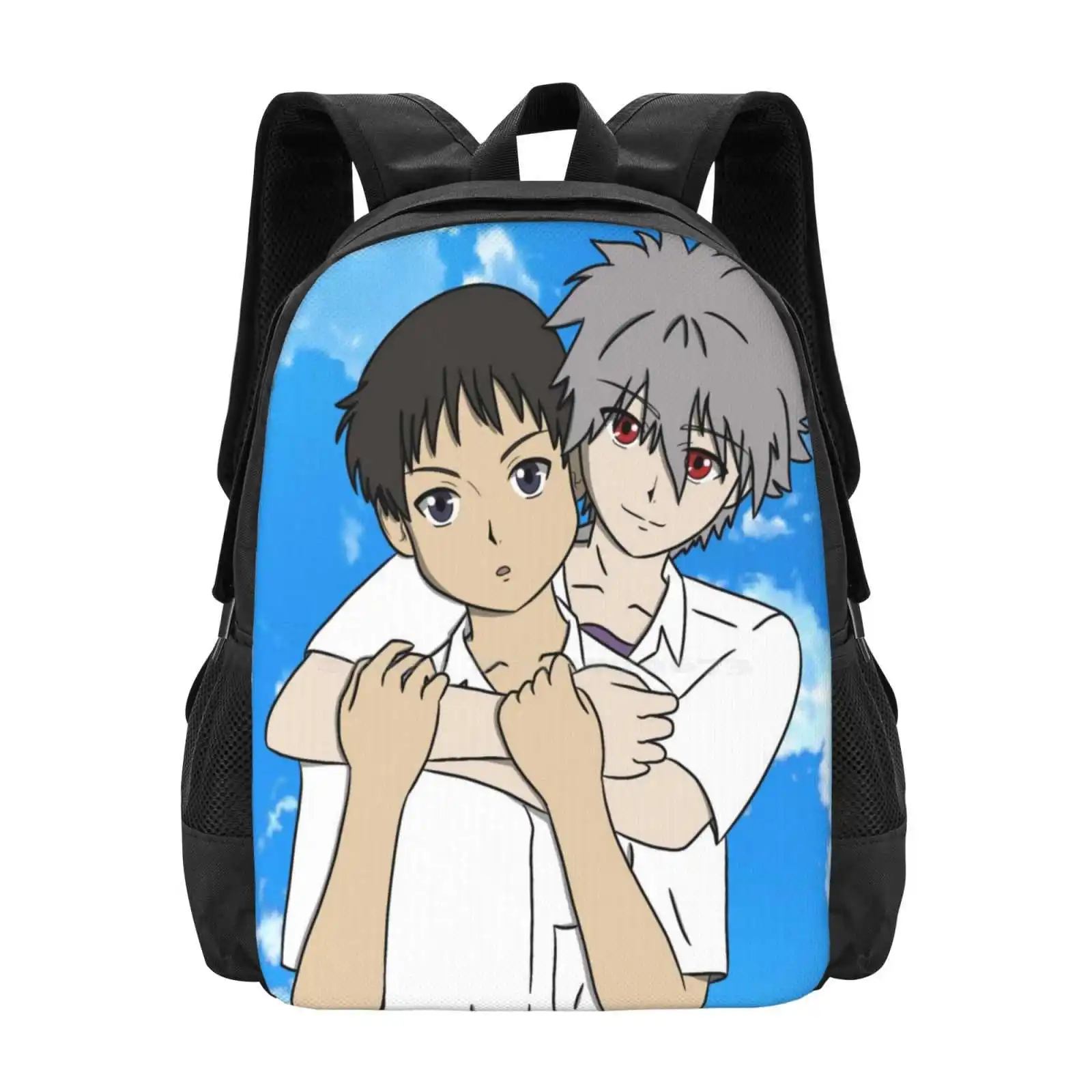 Shinji + Kaworu Hot Sale Schoolbag Backpack Fashion Bags Kaworu Nagisa Shinji Ikari Anime Manga