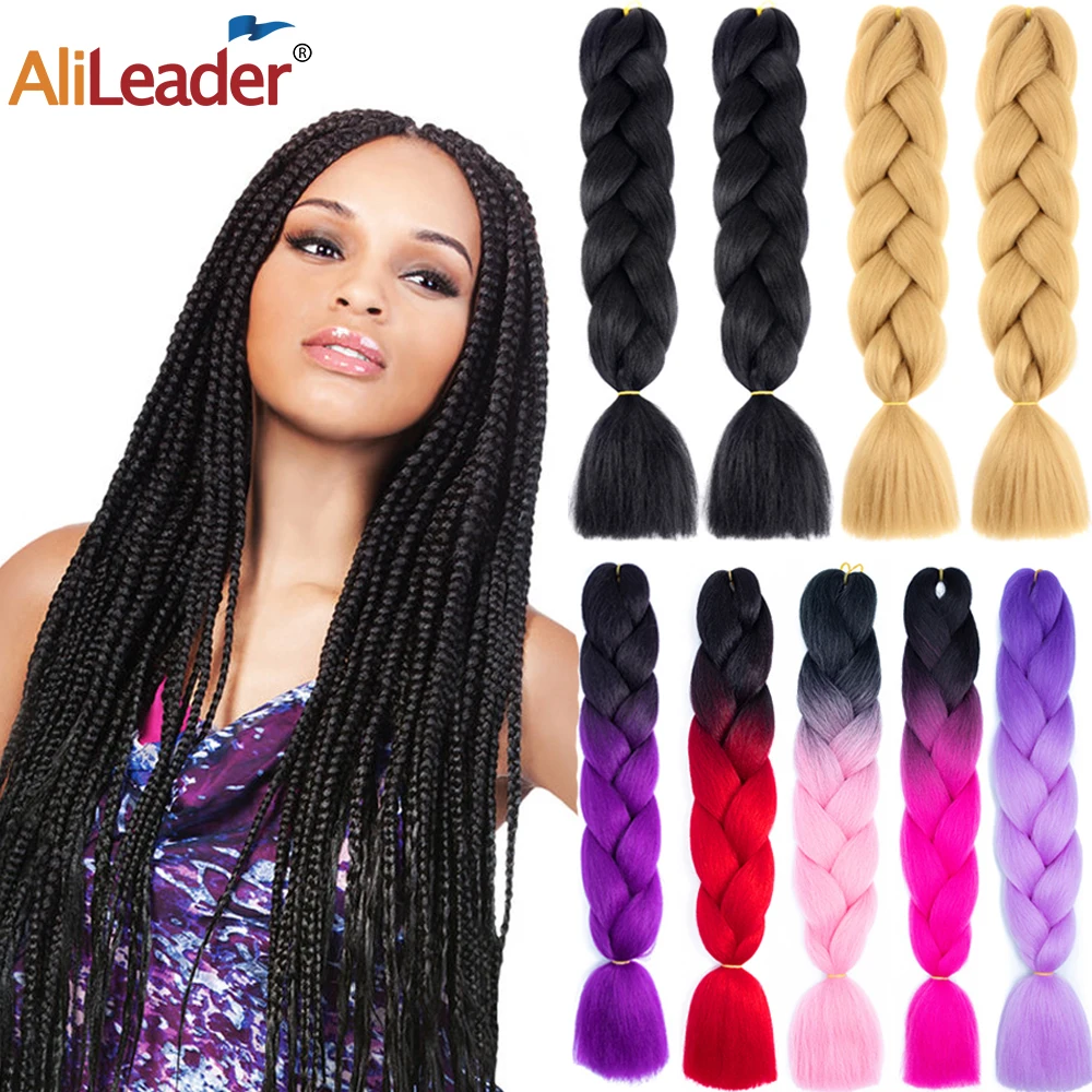 Extensiones de Cabello sintético para trenzas, Pelo trenzado con degradado de 24 pulgadas, varios colores, Jumbo, 100g por paquete