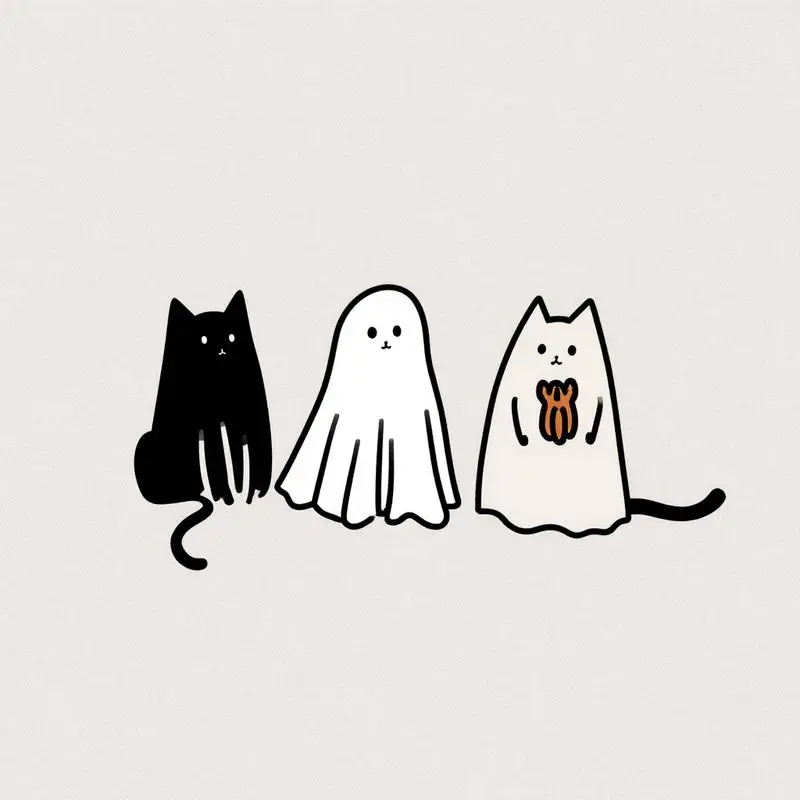 Cute Ghost Cat Waterproof Vinyl Sticker Decal For Car Laptop Motorcycle Helmet Skateboard Multi‑Purpose DIY Decor Accessories