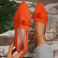 Women Flats 2024 New Knitted Slip Breathable Comfortable Solid Color Shoes Casual Pointed Toe Walking Loafers Sneakers Women - Image 6