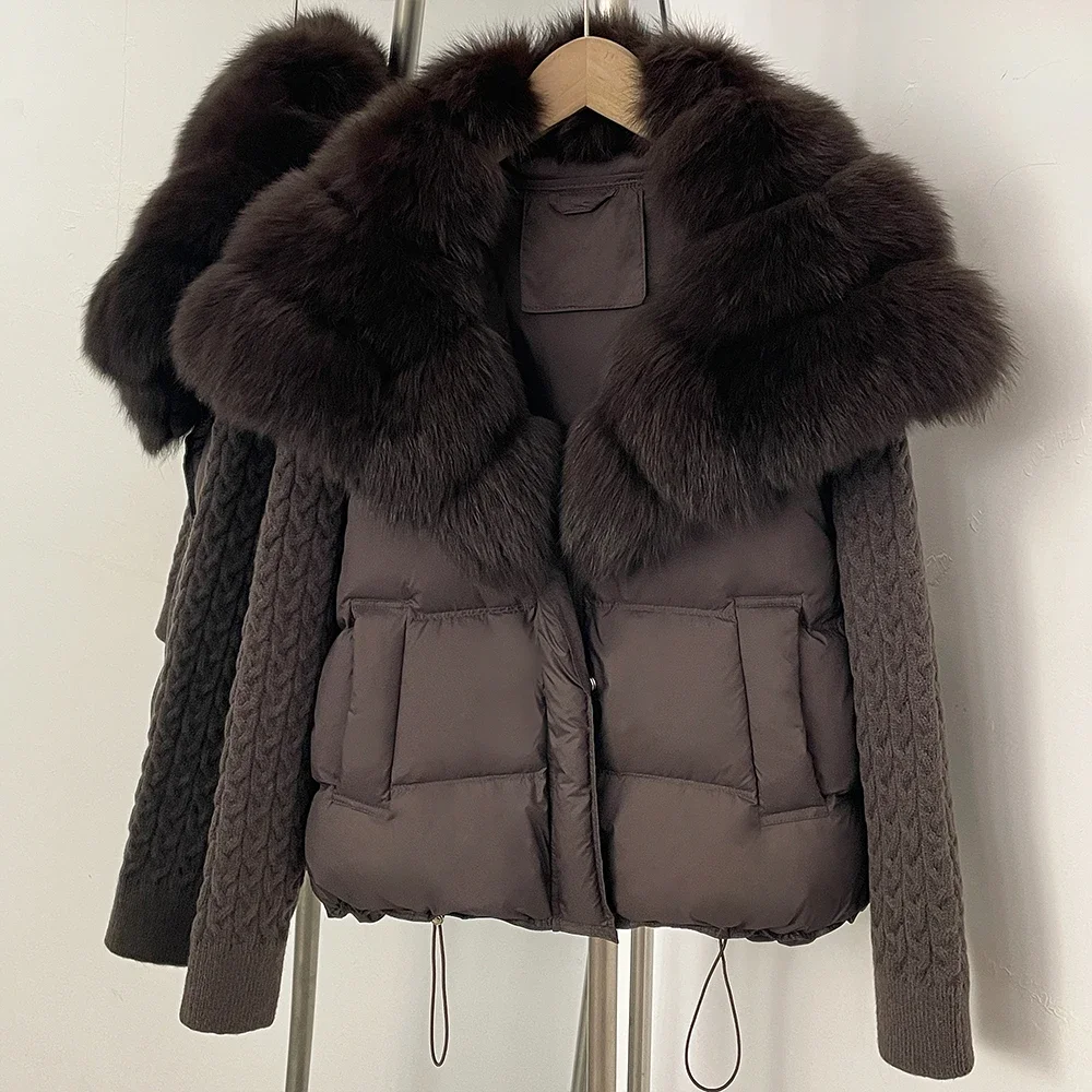 OFTBUY Neue Wintermode Daunenjacke für Damen, Kurze Warme Jacke mit Natürlichem Fell, Echter Fuchspelz-Mantel, Lässige Damenbekleidung – Detail 9